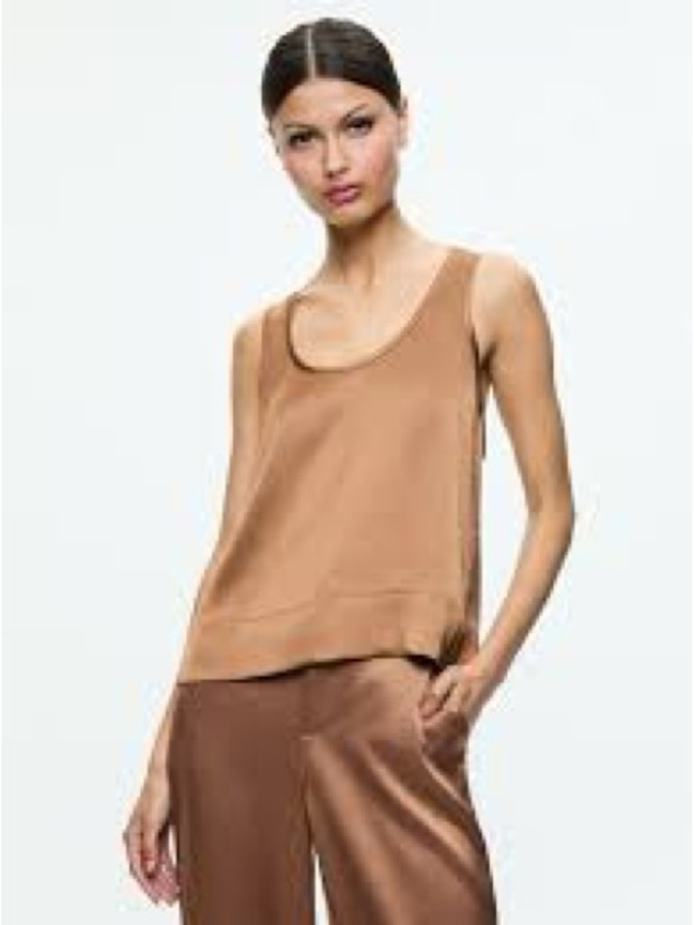 Alice + Olivia Camel Scoop Neck Tank